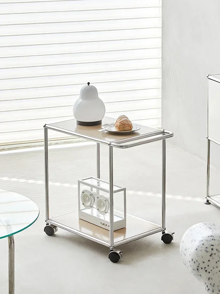 Cabinet Stainless Combination Bedside Table Storage  with Wheels Coffee Table Storage Cabinet Sofa Side Table