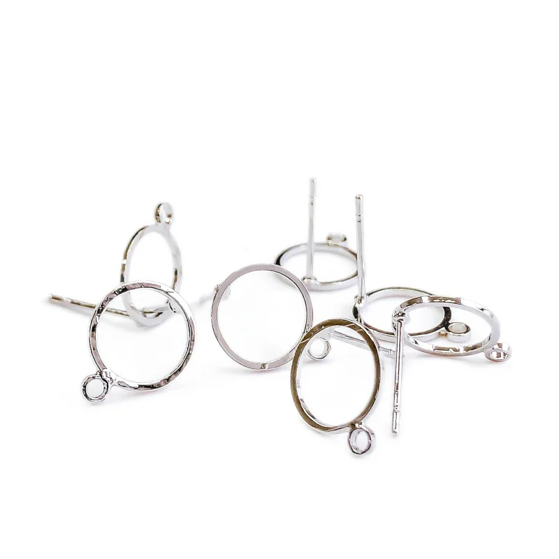 Gold Silver Color Plated Hollow-carved Earring Setting Round Cabochon Base Eardrop Accessories Copper Material DIY Craft 20pcs