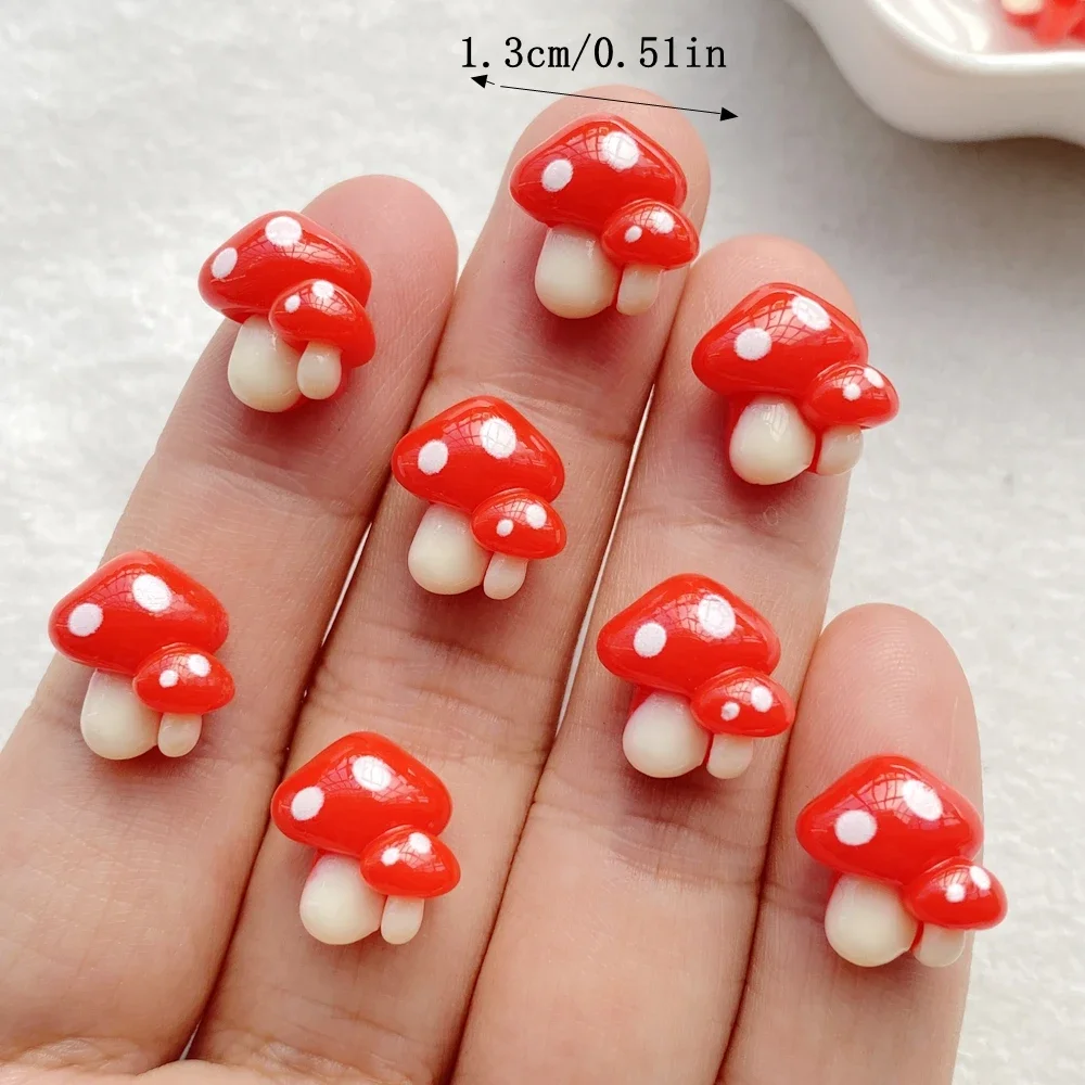 20pcs Red Mushroom Nail Art Resin, Cute Mini Cartoon Designer  DIY Crafts for 3D Decoration, Jewelry Making Accessories