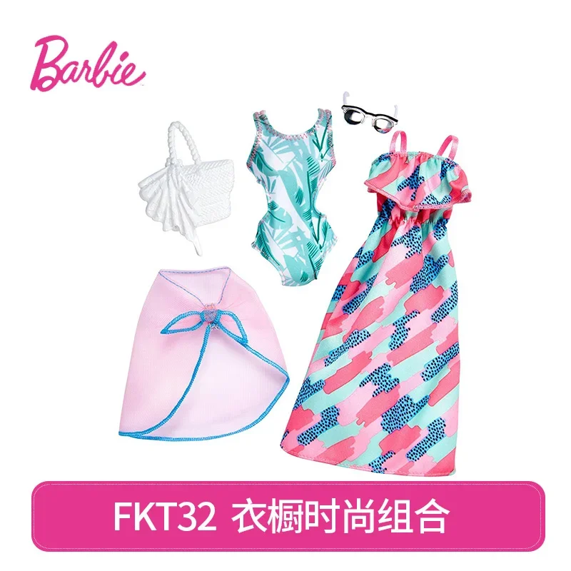 Original Barbie Mix Dolls Clothes dress Bag High-heeled Shoes Necklace Clothing Change Set Toys For Girls fashion Accessories