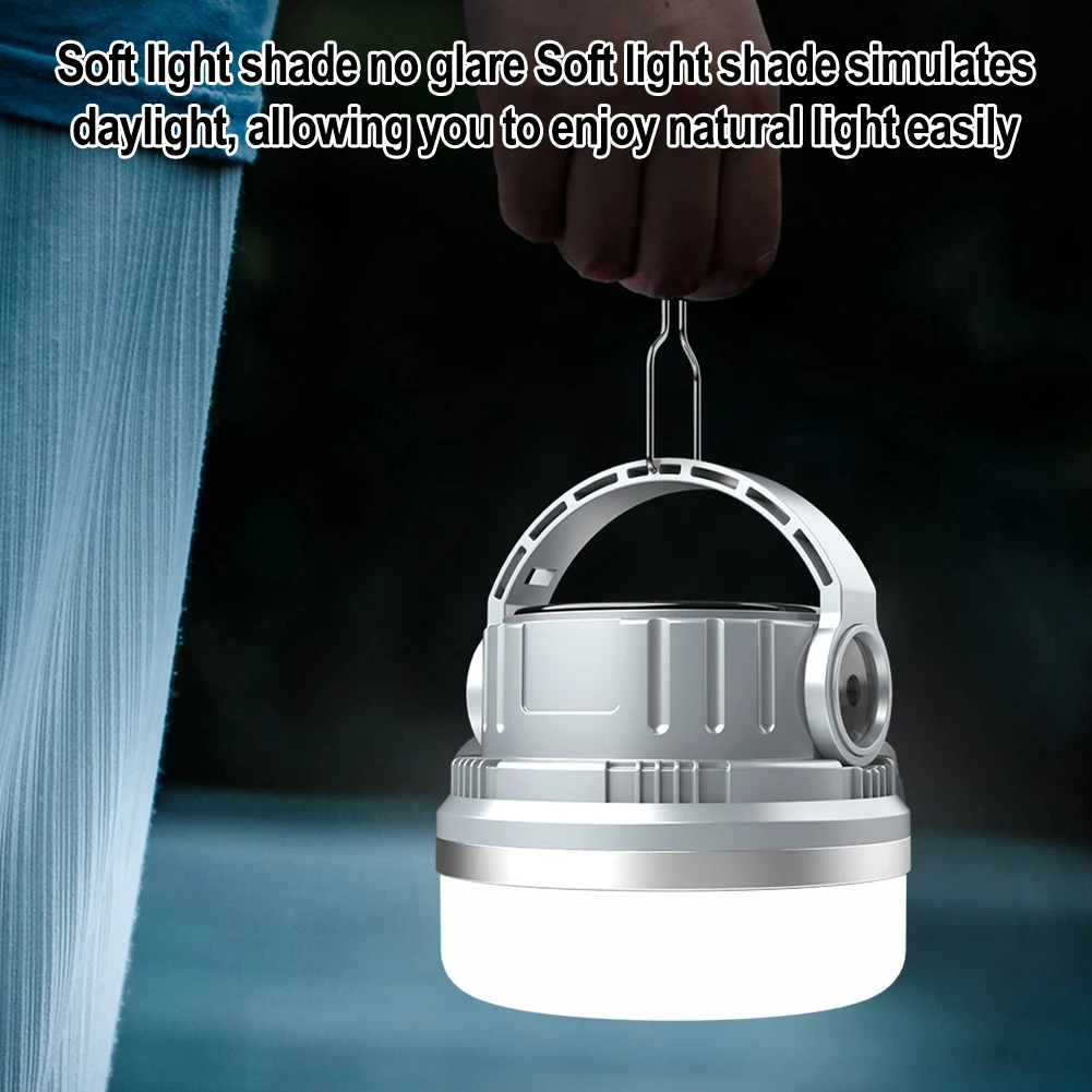Camping Trip Green Portable Lantern Solar Rechargeable Lantern Lantern Rechargeable Power Supply Brightness Control