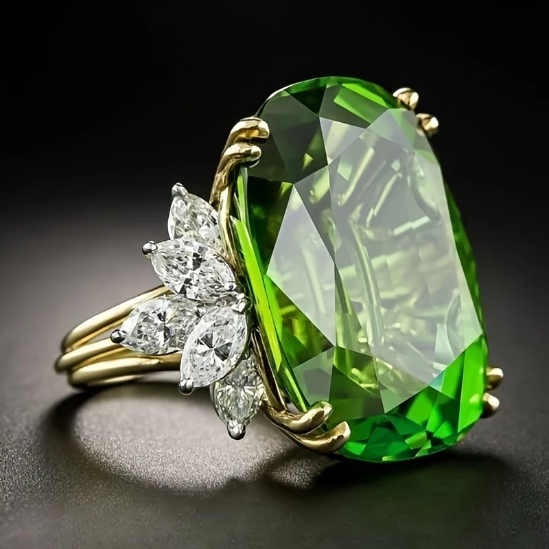 Huitan – grandes bagues vertes en CZ pour femmes, magnifiques bagues de doigt brillantes, gracieuses et à la mode, bijoux de mariage, livraison directe