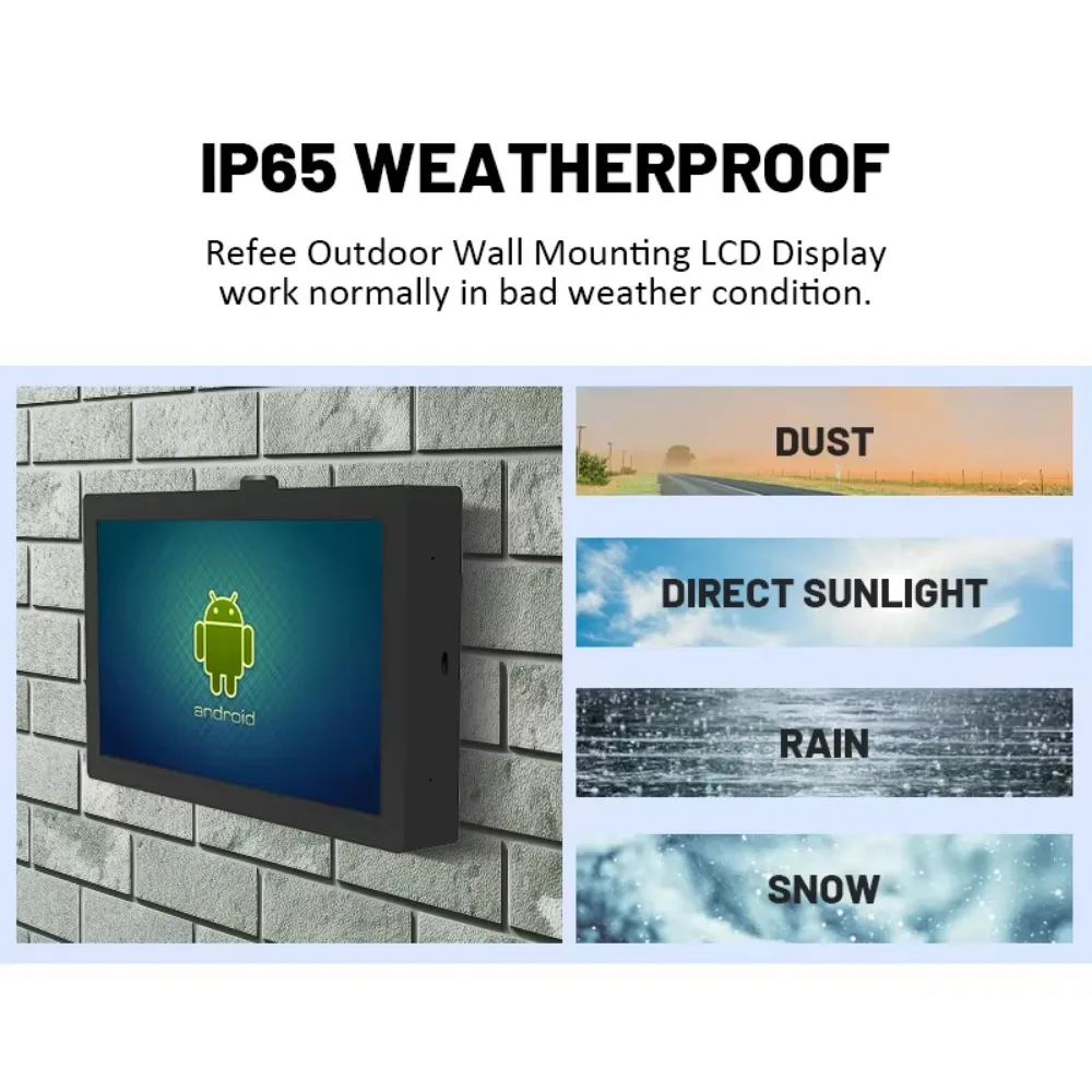 43-Inch outdoor wall-mounted high-brightness waterproof IP65 digital signage display commercial LED LCD billboard
