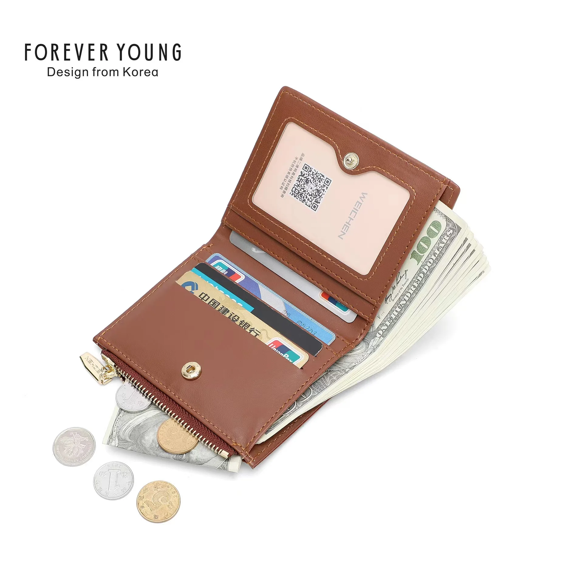 Brief paragraph small wallet purse fashion contracted ultra-thin card package ins wallet