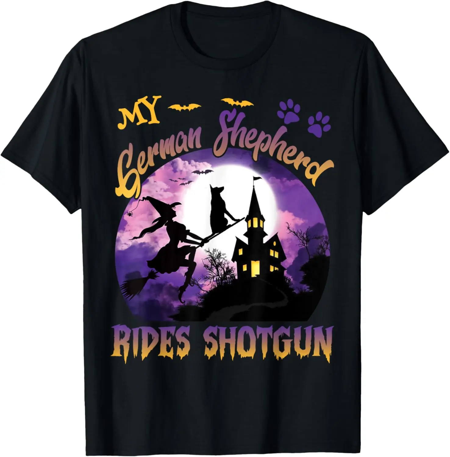 My German Shepherd Rides Shotgun Halloween Protector Dog T-Shirt