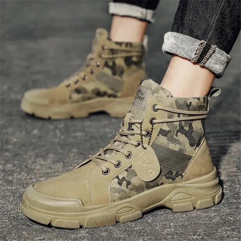 Spring and Autumn New Men\'s Camouflage Boots Desert Camouflage Boots Men\'s Outdoor Work Boots Fashion Boots