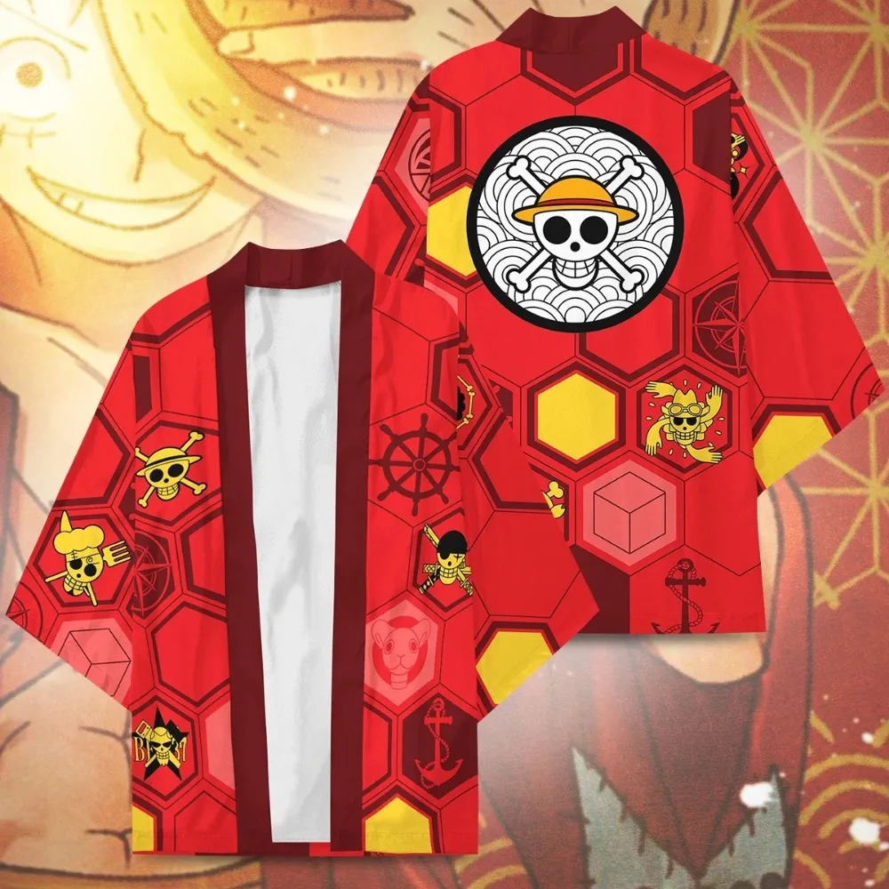 Disfraz de Cosplay de una pieza de Anime, Portgas D Ace Monkey D Luffy Roronoa Zoro, capa, Kimono, cárdigan, bata, abrigo informal estampado, ropa