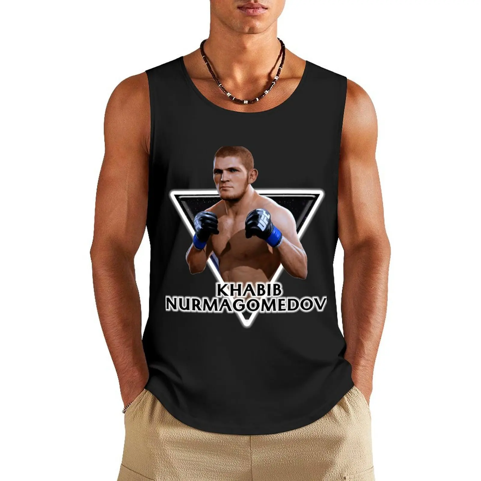 

Khabib Nurmagomedov In TRI V Tank Top muscle t-shirt gym clothing Gym t-shirt man gym clothes men