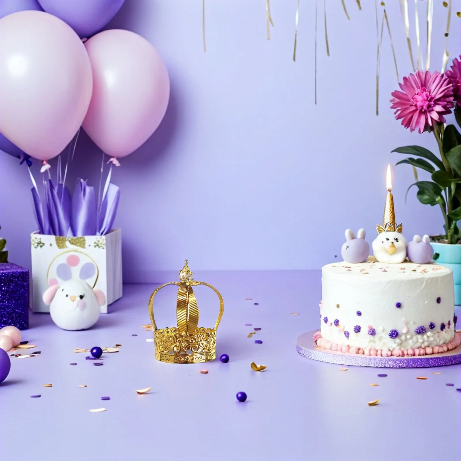 

1Pcs Crown Birthday Cake Ornament Iron Kids Birthday Cake Decoration Gold Lightweight Eco Friendly Crown Hairband Party Gift
