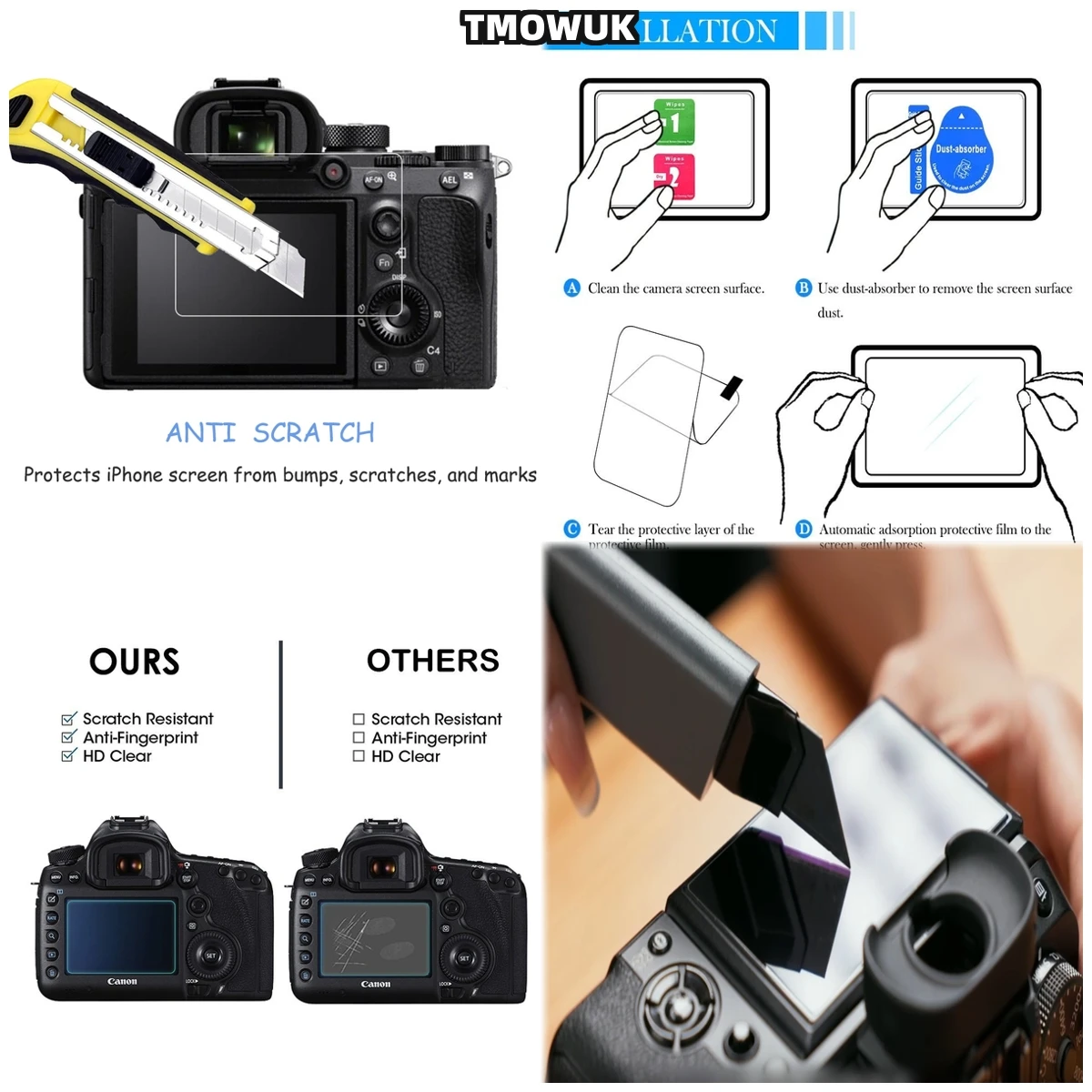 

For A9 A9II A7RII A7RIII A7R4 A7R4A A7SMII 9H Hardened HD Clear Tempered Glass LCD Screen Protector Film