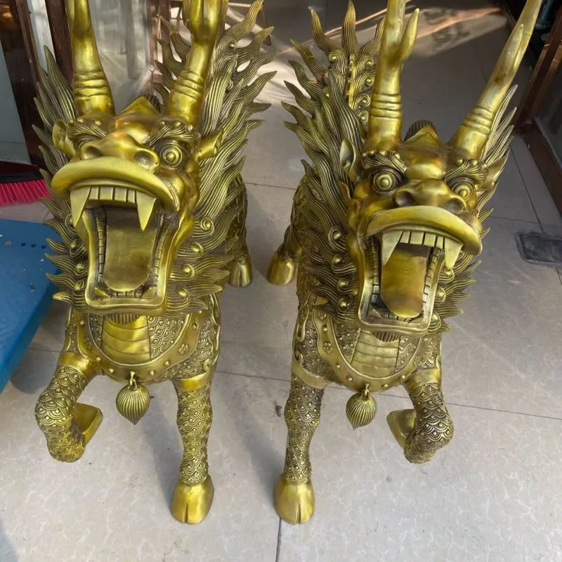 Brass boutique antique and old-fashioned, unicorn ornaments, copper unicorn handicrafts