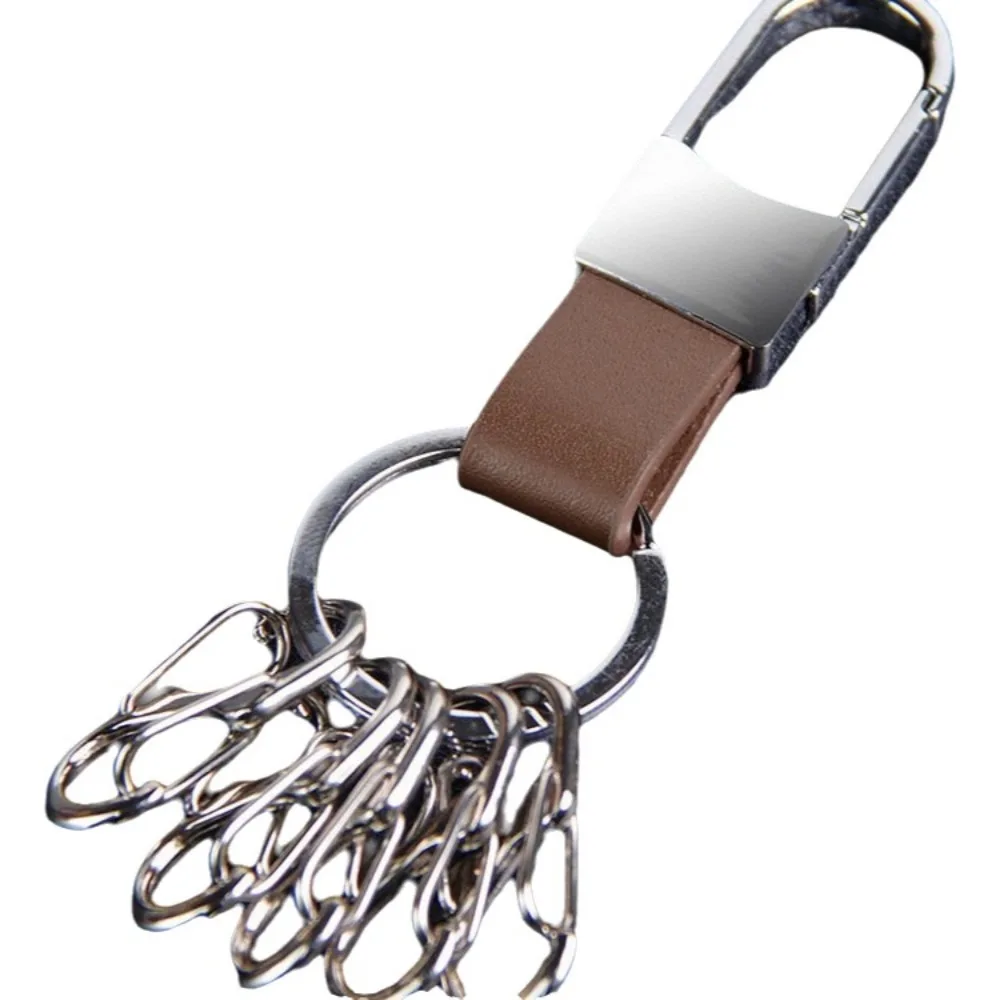 Minimalist Men's Leather Car Key Ring Anti-Lost Durable Waist Hanging Key Chain Quick Detachable 8-shaped Buckle Car Key Holder