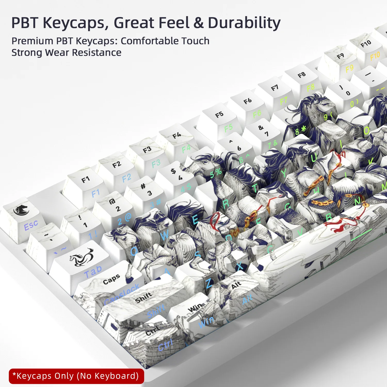 

8 Steeds Side Backlight Keycaps 128 Keys PBT Material Cherry Profile DYE-SUB For MX Switch Mechanical Keyboard ISO ANSI Layout