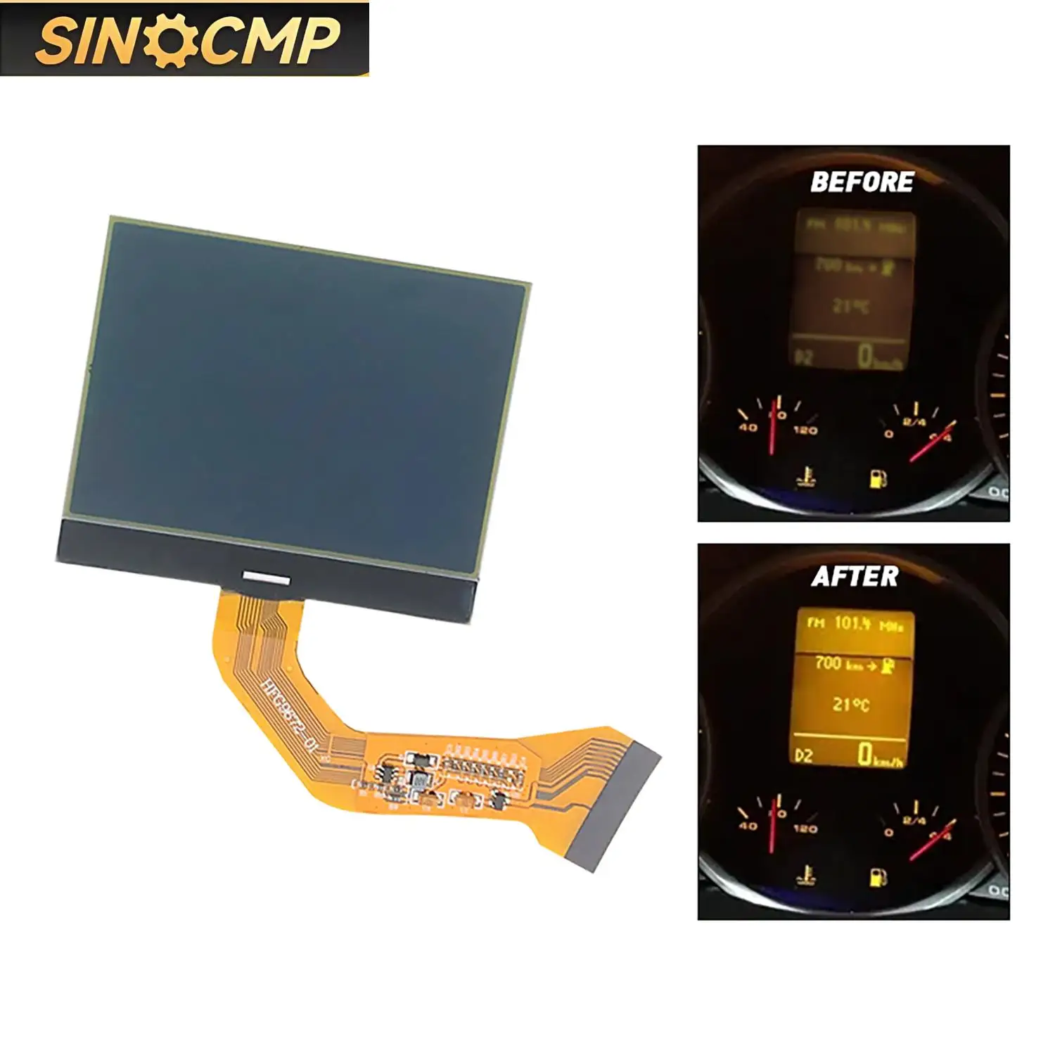 

7L6920 970D 7L6920970R/L Dashboard LCD Screen For VW Touareg V6 Porsche Cayenne Cayenne S Pixel Repair Monochrome Parts 1Pc
