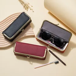 Genuine Leather Glasses Bag Man Women Clip Sunglasses Storage Holder Pouch Fashion Eyebrow Pencil Case Eyeglasses Box Eyewear