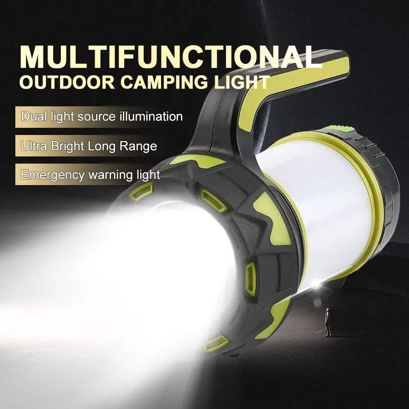 Portable Camping Lantern Lamp T6 Beads Flashlight USB Rechargeable Waterproof Emergency Outdoor Searchlight With COB Sidelight