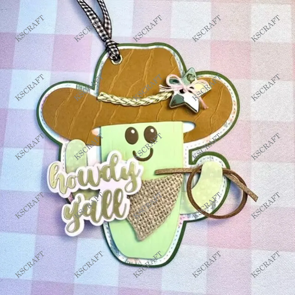 KSCRAFT Cowboy Cactus Mini Album Cutting Dies Stencils for DIY Scrapbooking Decorative Embossing DIY Paper Cards