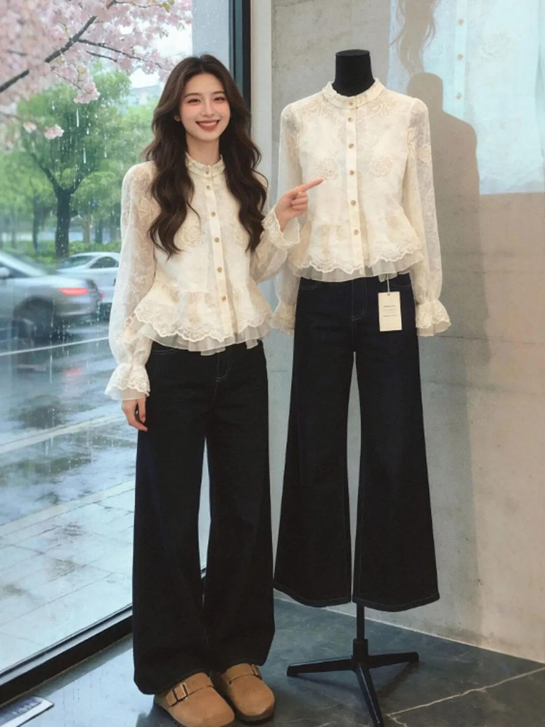 

Уникальный элегантный женский топ с длинным рукавом, молодежный, нежный, стильный, весна 2026, модная повседневная одежда