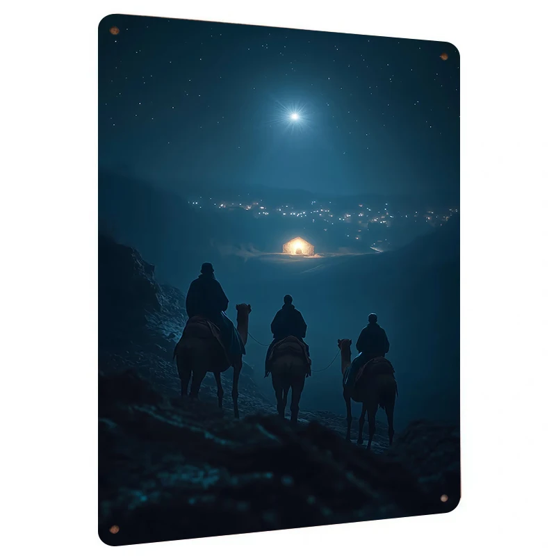 Christmas Nativity Metal Wall Art Star of Bethlehem Three Wise Men Stable Scene Home Decor