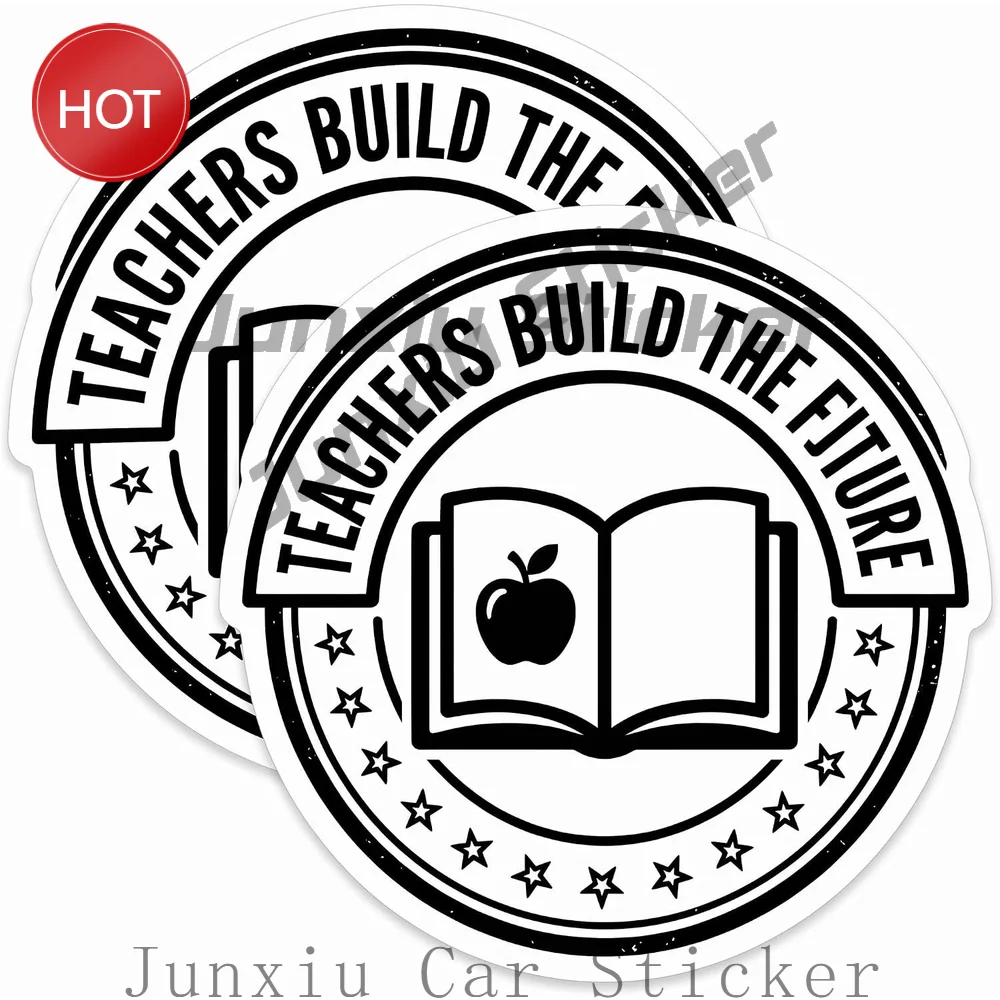 2 Pack Teacher Badge Teachers Build The Future PVC Sticker For Car Bumper And Toolbox Decorative Graphic Design Decal