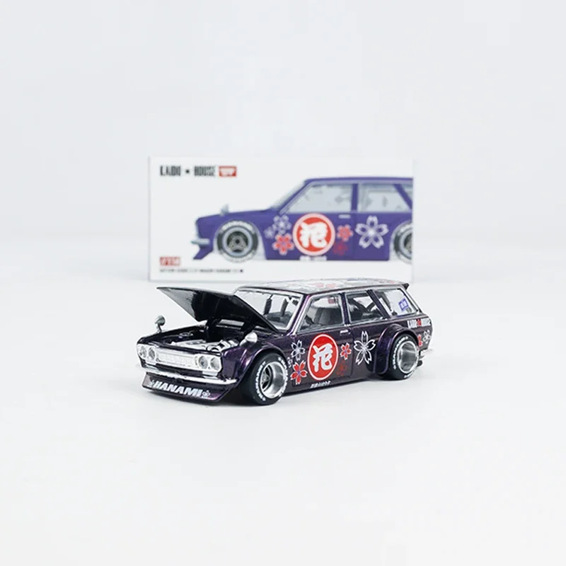 

MINIGT+KAIDO 1:64 Alloy Model Car Datsun KAIDO 510 Wagon Hanami V3 Die-Cast Open Hood Vehicle KHMG114