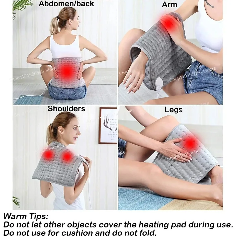 Electric Heating Pad - For Shoulder, Back & Leg Pain Relief, Timed Temperature Control