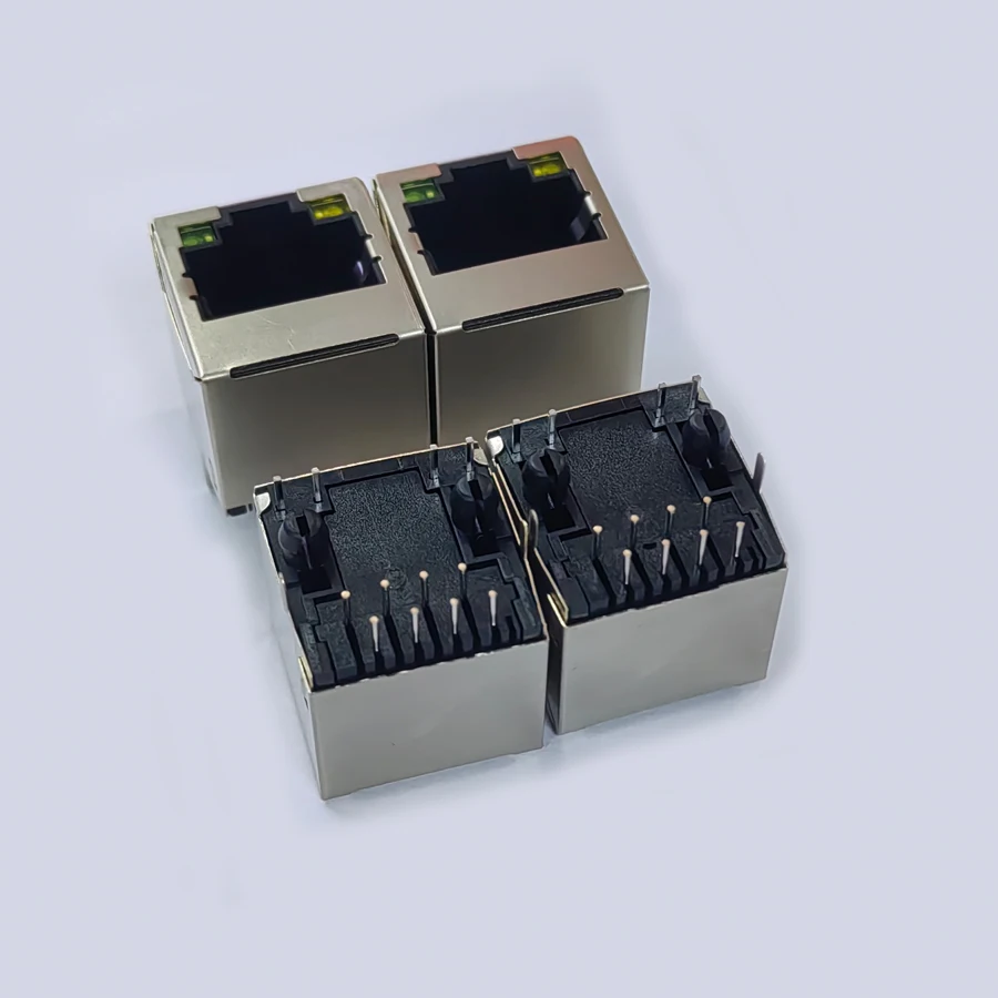 20PCS/Lot Steel Shield RJ45 8P8C Jack/Socket Connector 180-Degree Vertical-Type With LED For Network Internet Modular