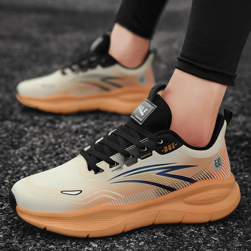 

Sports and leisure shoes, men's shoes, marathon oversized air cushioned shoes, fly woven all season rubber, wear-resistant, anti