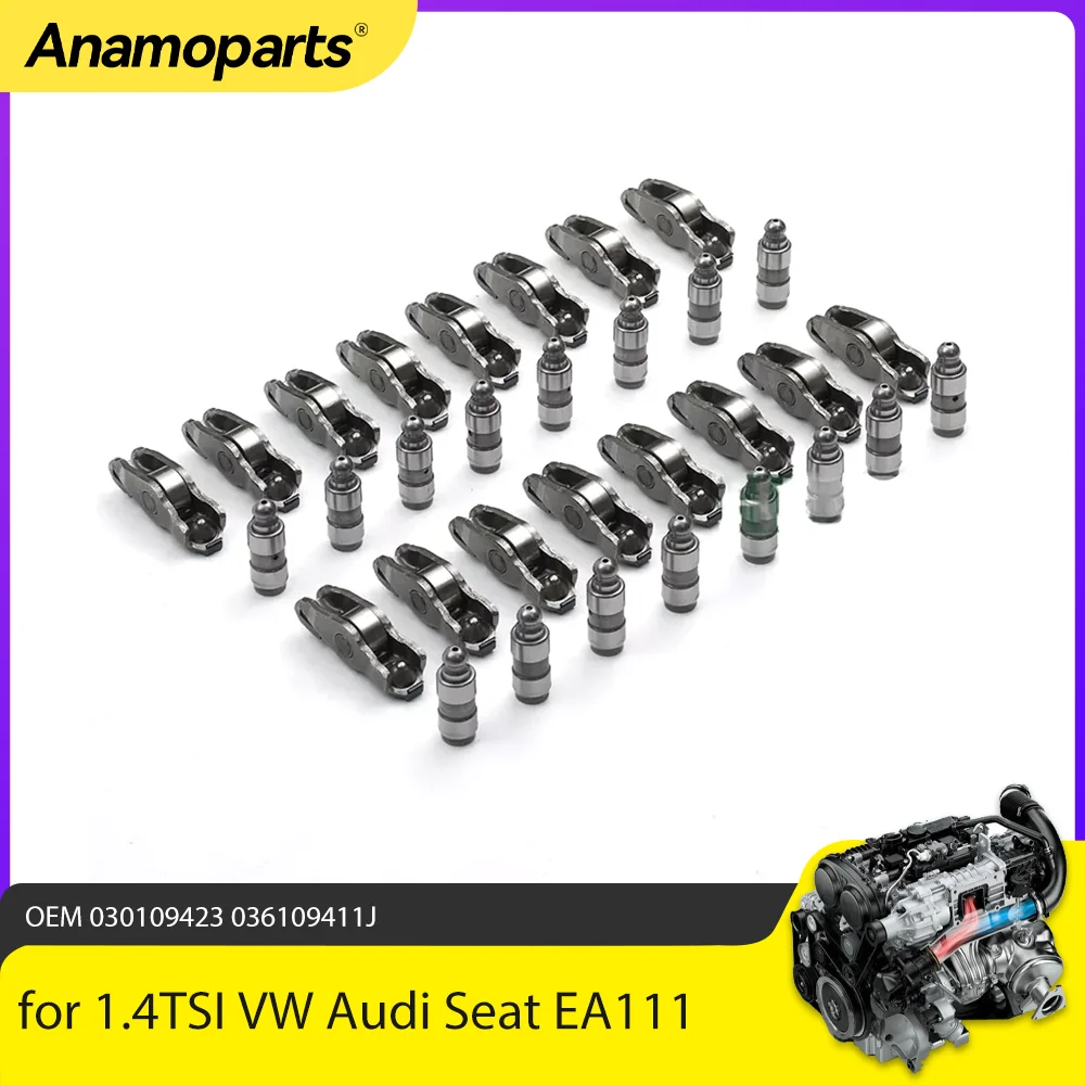

Engine Parts 16Pcs Hydraulic Lifters Rocker Arms Tappets Set Fit 1.4 T GAS for 1.4TSI VW Audi Seat EA111 030109423 036109411J