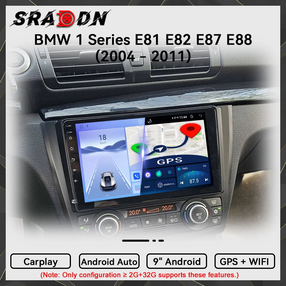 Para BMW Serie 1 E81 E82 E87 E88 2004 2005 2006 2007 2008 2009 2010 2011 2012 Radio para coche Android Reproductor multimedia de vídeo Navegación GPS Carplay Pantalla táctil Auto Stereo Sistemas inteligentes