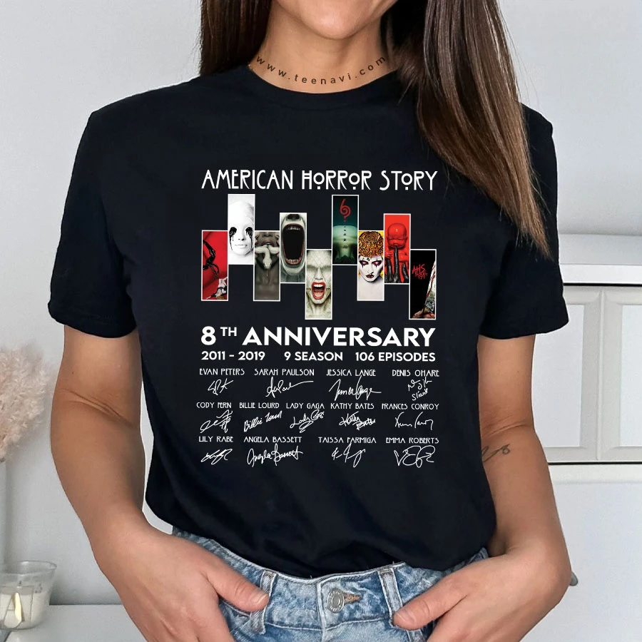 2026 American Horror Story Stacked Logo Women's Comfortable Soft Retro Short Sleeve T-shirt Suitable for Fan Gifts