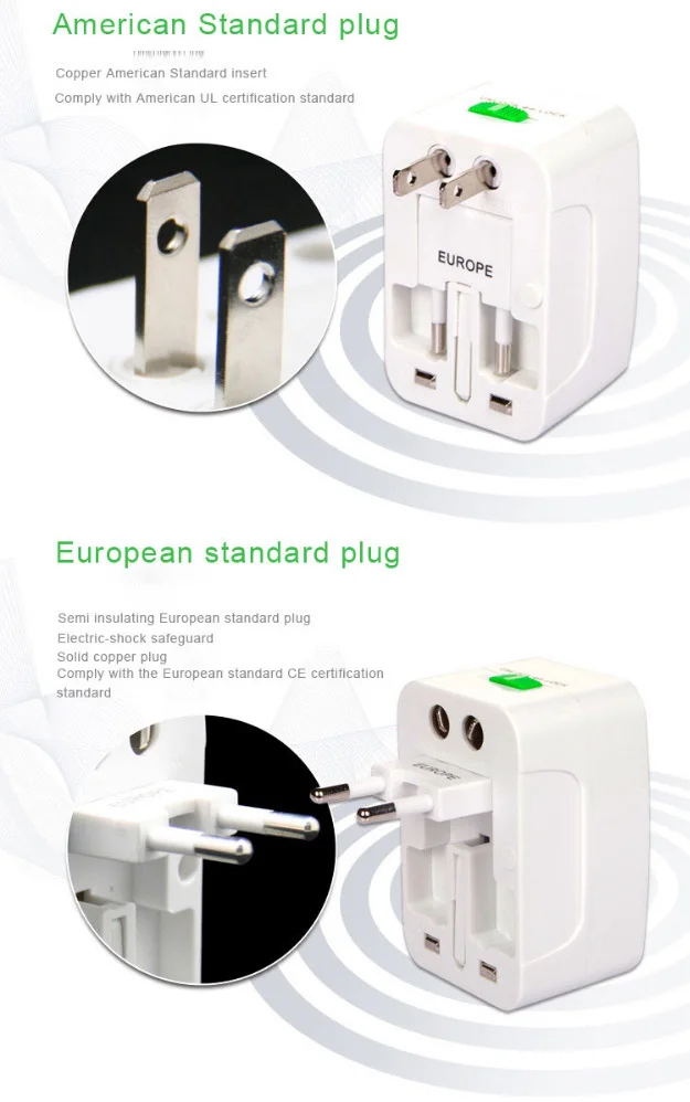 Adaptor / Uk / Us / Eu All In One 110-250 (v) Universal Socket Conversion Socket World Travel Charger International Plug