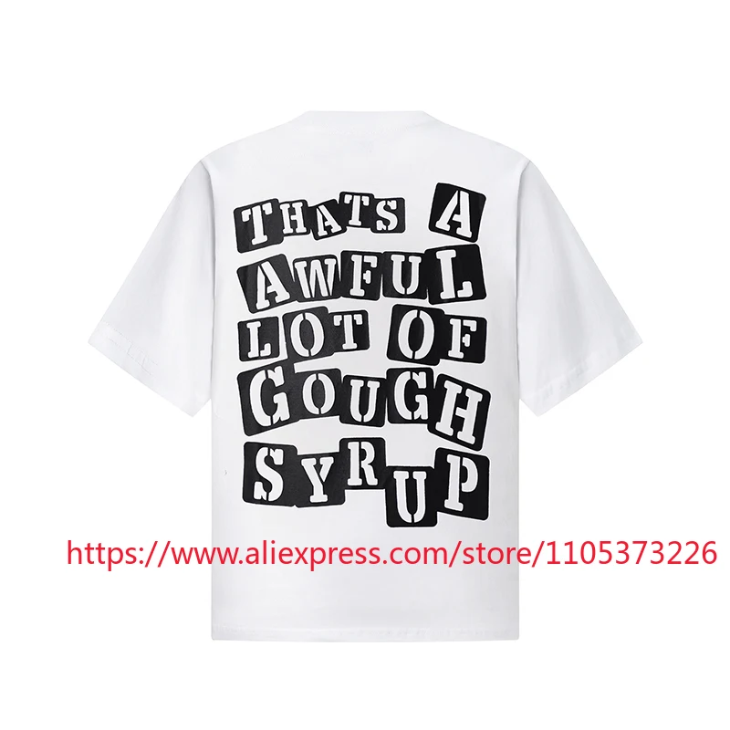 2026 New THAT'S A AWFUL LOT OF COUGH SYRUP T-Shirt Skeleton Spider Print Vintage Streetwear Loose Casual Short Sleeve Top