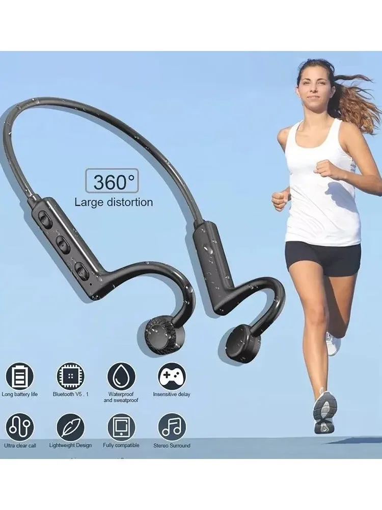AliExpress VORTNGLE Bone Conduction Headphones Bluetooth 5.1 HIFI Wireless Earphones TWS Sports Neckband Headset With Mic For Cycling Workouts Sport