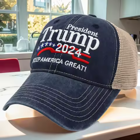 트럼프 2024 야구 모자, 미국 그레이트 메쉬 트럭 운전사 모자, 야외 스포츠용 캐주얼 골프 모자, 3D 자수