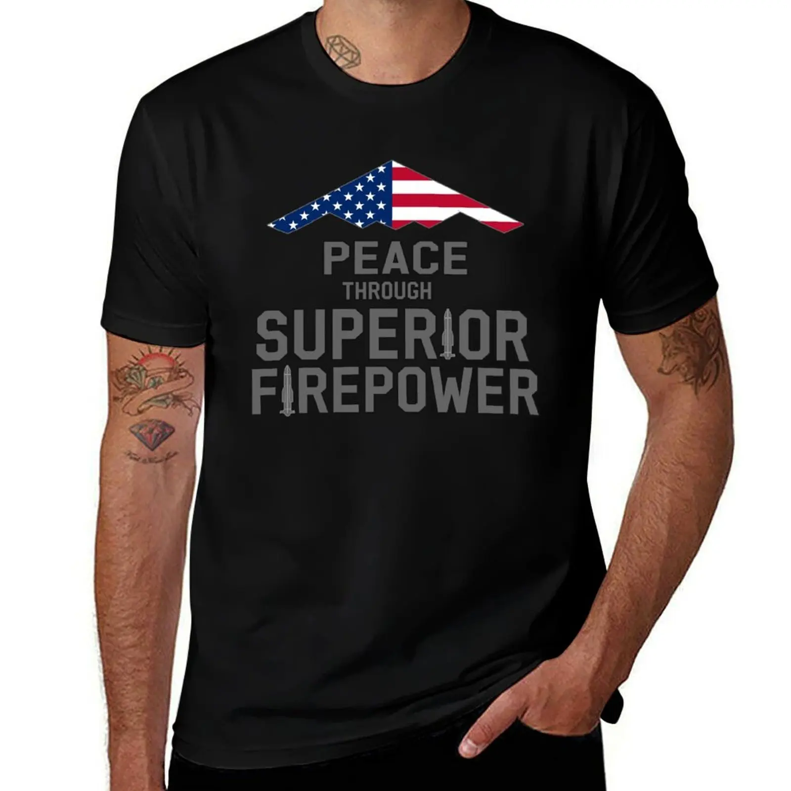 

Peace through Superior Firepower B-2 Spirit Stealth Bomber T-Shirt man t shirts graphic T-Shirt