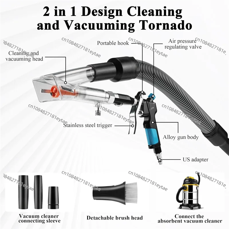 M11K-Air Blow Gun& Vacuum Gun 2IN1 Car Interior Cleaning Tool With Adjustable Air Flow Nozzle, Quickly Removes Dirt Blast