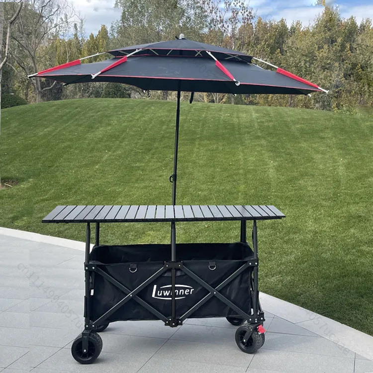 Large Sized Stall Car Camping Car Outdoor Mobile Night Market Stall Special Car Folding Lift  Sunshade Umbrella