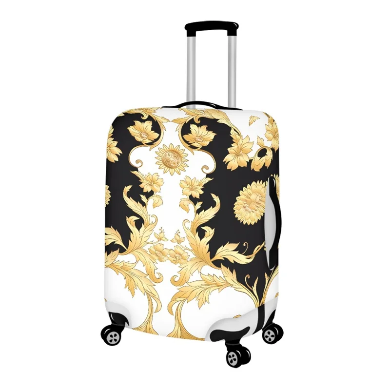 Black and Gold Luggage Cover Elastic Washable Stretch Suitcase Protector Anti-Scratch Travel Suitcase Cover 18-32 Inch Suitcase