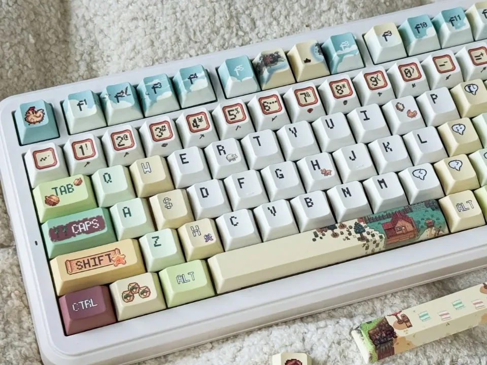 137 مفتاحًا بكسل نمط Keycap مجموعة PBT مخصص Stardew Valley غطاء لوحة المفاتيح EOA/الكرز الشخصي الألعاب لوحة المفاتيح الميكانيكية أغطية المفاتيح