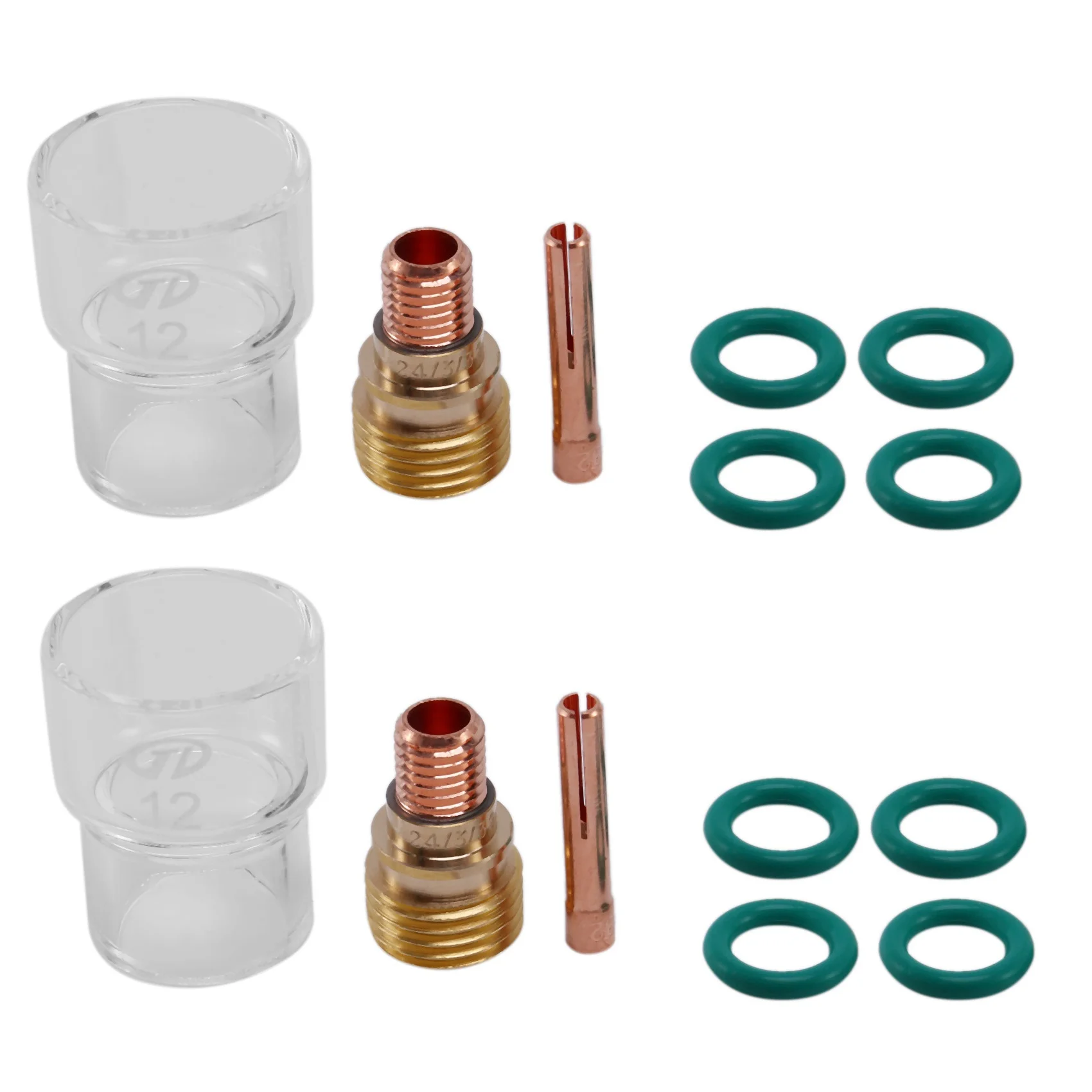AS94-14Pcs/Set  12 Pyrex Glass Cup Kit Stubby Collets Body Gas Lens Tig Welding Torch For Wp-9/ 20/ 25 Welding Accessories