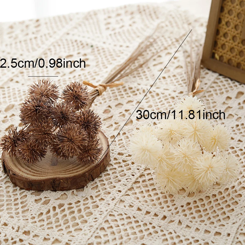 Kiku Blume Künstliche Stachelige Kugel Blumen Kunststoff Braun Pompom Mums Gefälschte Pflanze DIY Hause Hochzeit Zimmer Retro Lavendel Dekoration – Detail 1