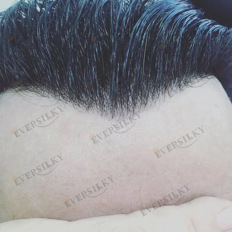 

AA Front Ultra Thin Skin Base Human Hair Black Men Easy Wear Undetectable Toupee 90Density Natural Hairline Brown Grey Hairpiece
