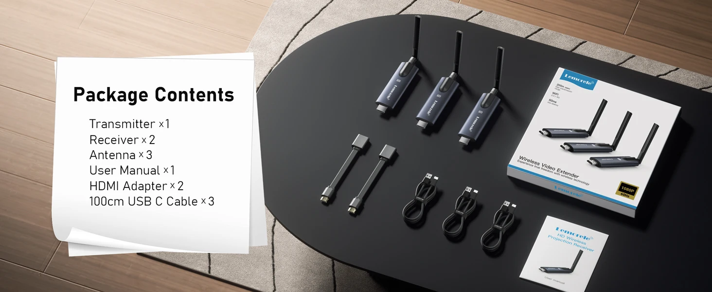 Lemorele 5G 200M Kabelloser HDMI-Sender und -Empfänger für Bildschirmfreigabe und Audioübertragung bei Meetings, für Laptop, TV, Projektor und Monitor – Detail 13