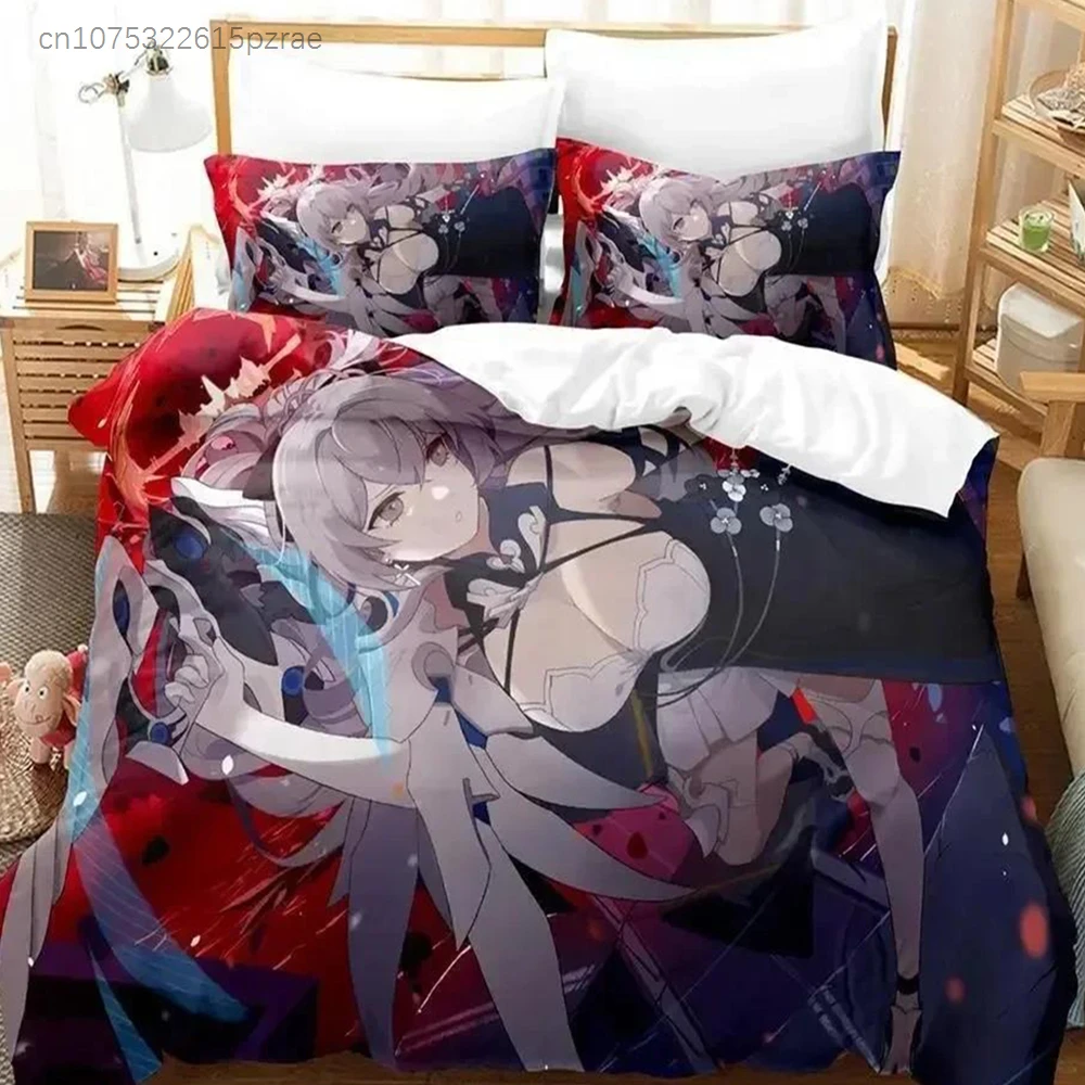 Game Honkai Impact 3 Bedding Set Printed Bed Set With Pillowcase Bed Duvet Cover Soft Queen King Size Bedclothes Home Adult Kid