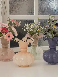 Middle Fenton Glass Vase Table Hydroponic Vase Crafts Living Room Home Decoration Flower Rose Arrangement Bottle Holiday Gift
