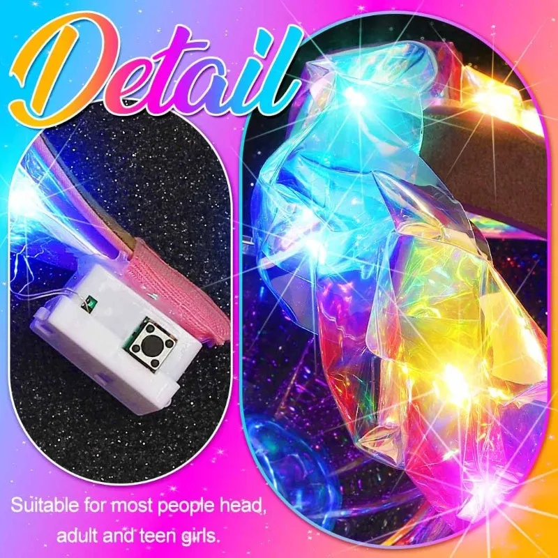 Повязка на голову Fashey Light Up, светодиодная светящаяся повязка для волос - мигающий красочный светильник для волос для девочек - товары для рождественской вечеринки, дня рождения