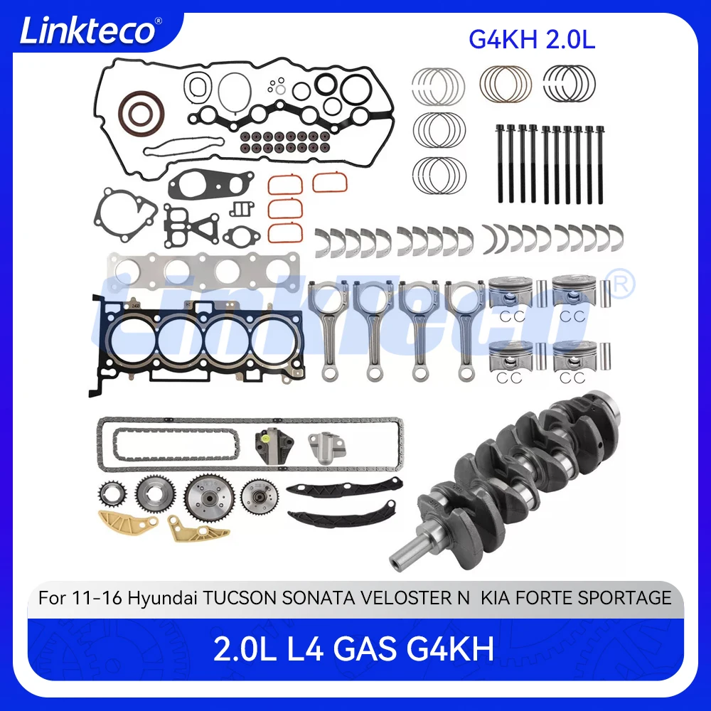 

G4KH Engine Rebuild Timing chain Crankshaft Gaseket Set For 2.0 T L Hyundai Creta Elantra Mistra KIA Carens Forte K4 Soul 2.0L