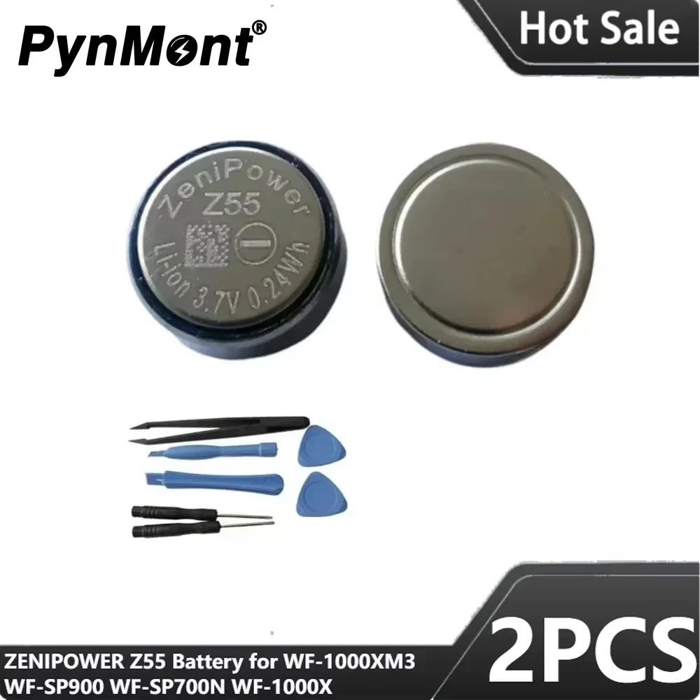 

2PCS Original ZeniPower Z55 Battery 3.7V 65mAh for Sony WF-1000XM3WF-1000X WF-SP900 WF-SP700N TWS Earphone CP1254 with Tools