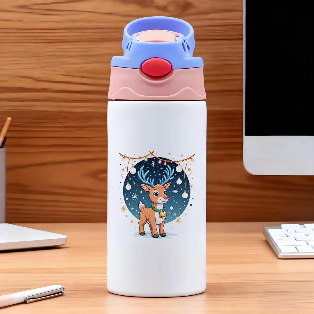 304 كوب حراري من الفولاذ المقاوم للصدأ كارتون سانتا كلوز للأطفال كوب بقشة مانع للتسرب محمول لطيف للأطفال كوب ماء عيد الميلاد ز